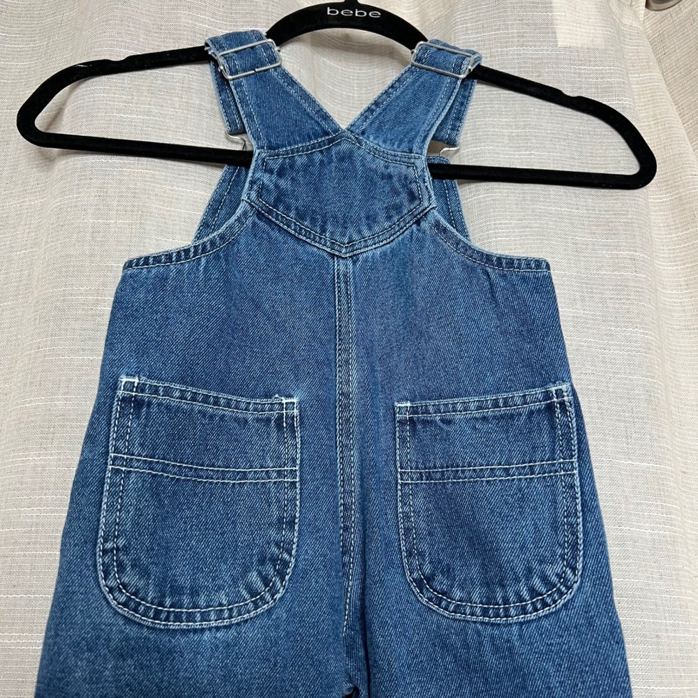 Y2K Vintage Disney Mickey Mouse Denim Overalls Floral Embroidered Velvet Size 2T - Picture 8 of 10